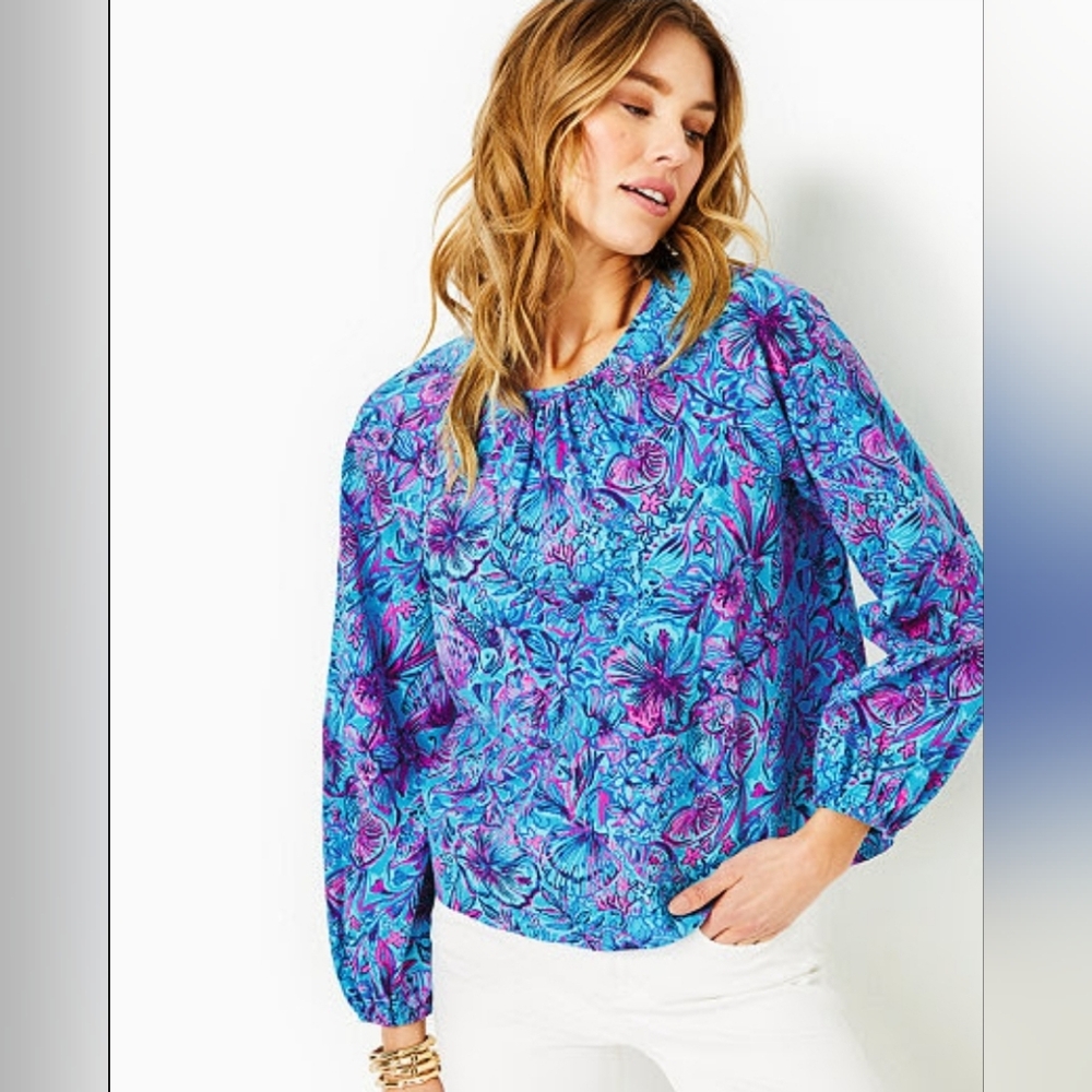 Lilly Pulitzer S - Rilynn Long Sleeve Cotton Top